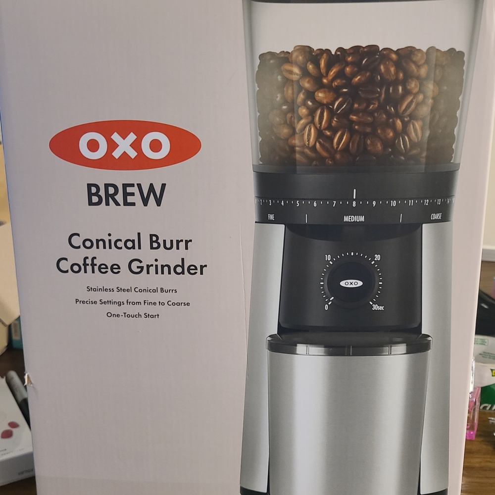 OXO Brew Conical Burr Coffee Grinder Stainless Steel EUC in Original Box